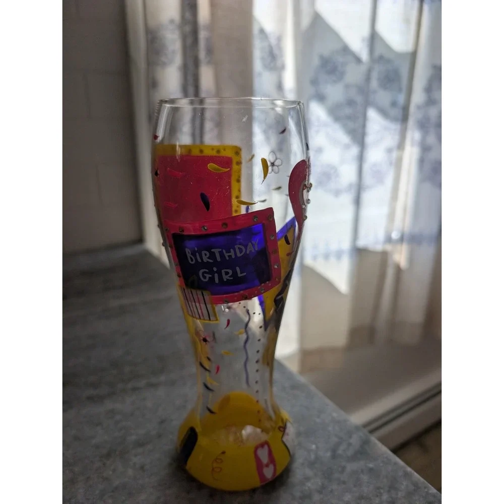 Lolita Birthday Girl 22 Oz Hand Painted Pilsner Beer Glass Rhinestones w Box
